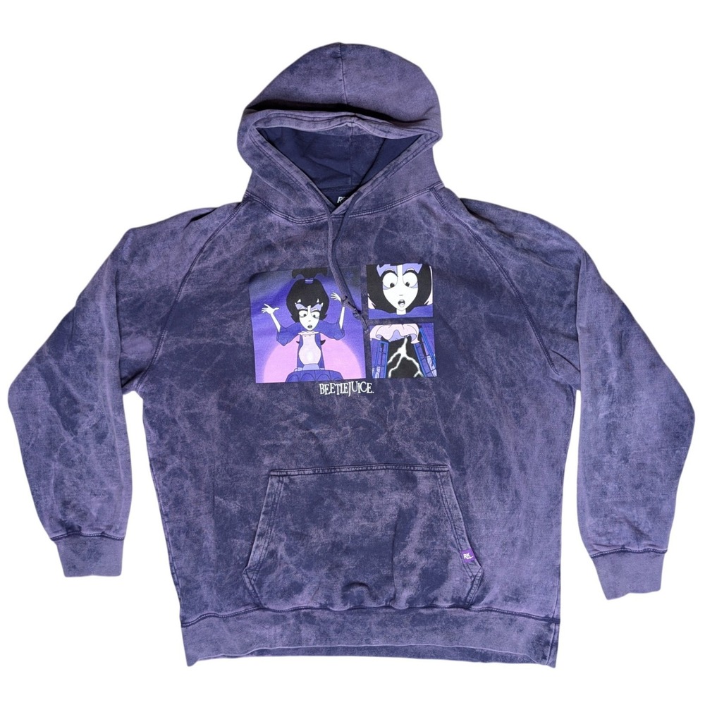 RetroKid Beetlejuice Purple 2XL Graphic Hoodie Goth Cartoon Pullover Lydia Deetz
